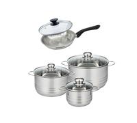Set de 1 poêle 20 cm en inox et couvercle, 3 faitouts inox 16, 20 et 24 cm Geneva Fackelmann