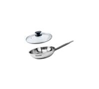 Fackelmann 9437750 Set 1 poêle de 20 cm en Acier inox 18-8 et Couvercle en verre Fackelmann Eterna, Poêle tous feux, Poêle induction, Poêle sans PFAS, Manche riveté, Inox, Verre, Plastique, 20 cm