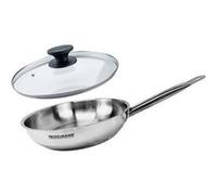 Set de 1 poêle de 24 cm en inox et couvercle en verre Fackelmann Eterna Inox|Transparent