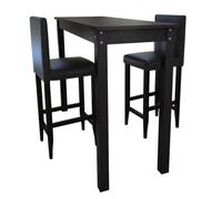 Set De 1 Table De Bar Et 2 Tabourets Noir