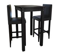Set de 1 Table de Bar 2 Tabourets Noir Bistrot Cuisine Salle à Manger vidaXL