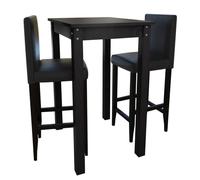 Set De 1 Table De Bar Et 2 Tabourets Noir