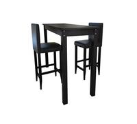 Set De 1 Table De Bar Et 2 Tabourets Noir Noir