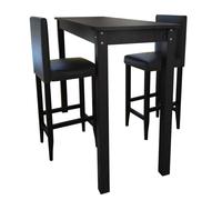 Set De 1 Table De Bar Et 2 Tabourets Noir Noir