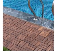 Set de 10 dalles en bois Alliste bois d'acacia 12 lattes 0,9 m² marron