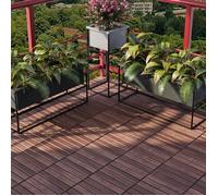 casa.pro Set de 10 Dalles en Bois avec 6 Lattes Décoratives Carreaux à Clipser Résistants pour Terrasse Balcon Jardin Sauna Piscine Bois d'Acacia Surface Totale 0,9 m² Marron