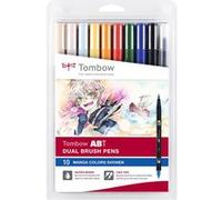 Tombow Feutres pinceau à double pointe AB-10C Set de 10 Manga Shonen