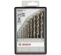 Set de 10 forets à métaux rectifiés HSS-co Robust Line, pointe de perçage 135° BOSCH 2607019925