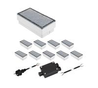 Set de 10 pavés LED CUS Lampe de sol pour extérieur blanc chaud IP67 230V