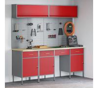 Set De 10 Pièces De Banc De Travail En Acier Rouge Vidaxl