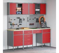 Set De 10 Pièces De Banc De Travail En Acier Rouge Vidaxl