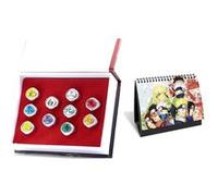 Set de 10 pièces Delicate Anneaux de cosplay d'anime Naruto Akatsuki Sasori Itachi Hidan Deidara Pein avec Calendrier Naruto 2021 en français Multicolore G
