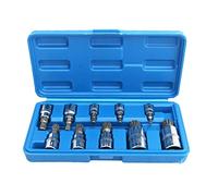 Set de 10 pièces douilles à empreinte triple spline 12 points avec boîte outils grille portable compacte pratique facile utiliser acier vanadium complexe