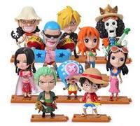 Set de 10 pièces Figurines Delicate Anime One Piece Luffy Zoro Nami Sanji Chopper Robin Hancock 10 cm G