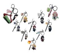 Set de 10 Porte-Clés Anime Ghost Slayer Kochou Shinobu - Clés Charmantes Kawaii, Cadeau pour Fans d'Anime (Multicolore)