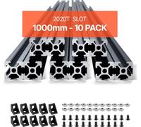 Set de 10 profilés en aluminium VEVOR, 1000 mm rainure en T 2020 Profilés extrudés en aluminium, normes européennes, profilés à fentes pour imprimante 3D, machine CNC DIY, gravure laser, Noir
