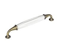 Set de 10 x SO-TECH® Poignée en Porcelaine JOHANNA Finition Laiton Vieilli blanc Entraxe 160 mm Poignée de Meuble