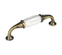 Set de 10 x SO-TECH® Poignée en Porcelaine JOHANNA Finition Laiton Vieilli blanc Entraxe 96 mm Poignée de Meuble Poignée
