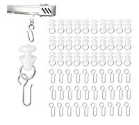 Set de 100 Crochets de Rideau avec Glisseurs, Crochet Rideau Rail Comprenant 50 Crochets en Métal et 50 Glisseurs en Plastique, Idéal pour Rails de Rideaux Standard pour Fenêtres et Douche