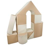 Velinda Set de 11 Blocs en Mousse pour Le Jeu, crèches, écoles maternelles (Couleur: Blanc, Cappuccino)