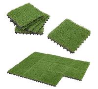 Set de 11 Dalles de Gazon Artificiel ca. 1m² pour Balcon et Terrasse Résistant aux Intempéries et aux UV PE-HD Polypropylène 30 x 30 x 2,2 cm Vert
