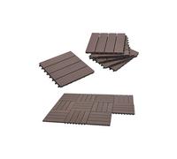 Set de 11 dalles de jardin Schramberg en bois composite 1m² 30 x 30 x 2,2 cm marron foncé [en.casa]