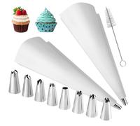 Set De 11 Poche A Douille Patisserie Professionnelle, Poche A Douille Reutilisable avec Embouts En Acier Inoxydable, Poche Douille Patisserie, Poche Patisserie pour Cupcakes, Biscuits Cupcake