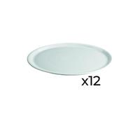 Set de 12 Assiettes plates et ovales LISA avec un léger creux sur les bords, plat à service à pâtes desserts - VISIODIRECT -