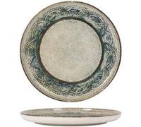 Set de 12 assiettes rondes en porcelaine TANIA , plat à servir entrées salades desserts - Diamètre 20cm x hauteur 2cm