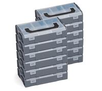 Set de 12 boîtes L-BOXX Mini - Anthracite | Boîtes de rangement de haute qualité pour vis et chevilles | Compatible avec les systèmes Sortimo et Bosch | Approprié pour les aliments, empilable
