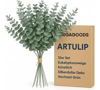 set de 12 branches d'eucalyptus artificielles dollar d'argent décoration mariage vert FR.