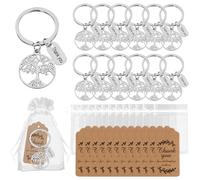 Set de 12 cadeaux pour enseignants - Porte-clés Arbre de vie avec carte de remerciement pour crèche, primaire, secondaire, retraite ou départ