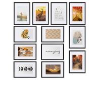 BOMOE Sunlight Lot de Cadres Photo 12 Pcs 13x18 cm Cadre Photo Ensemble pour Collages de Photos - Cadres Photo Noir avec Passepartout - Cadre Décoration Murale Matière Synthetique