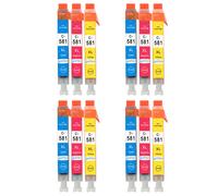 Go Inks 4 C/M/Y Ensemble de 3 Cartouches d'encre à remplacer CLI-581 Compatible/Non-OEM pour PIXMA Imprimantes (12 Encres)