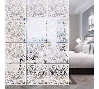 Set de 12 Cloison de Séparation à Salle Panneaux Suspendre Rideau Séparateur de Pièces pour Mur Paravent 40x40cmBlanc