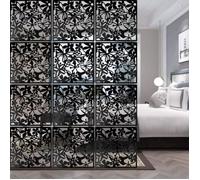 Set de 12 Cloison de Séparation à Salle Panneaux Suspendre Rideau Séparateur de Pièces pour Mur Paravent 40x40cm Noir