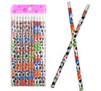 set de 12 crayons avec gomme, ballon de foot, multicolores