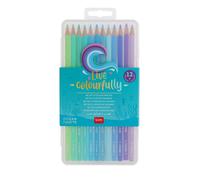 Legami - Lot de 12 crayons de couleur - mine douce et résistante, étui inclus - palette océan