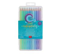 LEGAMI - Lot de 12 crayons de couleur, Mina douce et résistante, excellente température, étui inclus, 0,6 x 15,2 cm, palette océan