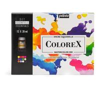 Pébéo - Colorex Boîte 12 Flacons 20 ml Assortis - Kit de Dessin Manga & Illustration Pébéo Colorex - L’Essentiel Colorex Encre Aquarelle Pébéo Couleurs Complémentaires