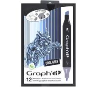 - Set De 12 Markers À Alcool Double Pointe : Fine Et Biseautée Pour Dessin De Manga, Illustration, Colorant, Esquisse, Écriture - Rechargeables - Set Cool Greys[Z1026]
