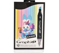 - Set De 12 Markers À Alcool Double Pointe : Fine Et Biseautée Pour Dessin De Manga, Illustration, Colorant, Esquisse, Écriture - Rechargeables - Set Kawaii[Z1031]