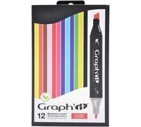 - Set De 12 Markers À Alcool Double Pointe : Fine Et Biseautée Pour Dessin De Manga, Illustration, Colorant, Esquisse, Écriture - Rechargeables - Set Classic[Z1028]