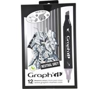 - Set De 12 Markers À Alcool Double Pointe : Fine Et Biseautée Pour Dessin De Manga, Illustration, Colorant, Esquisse, Écriture - Rechargeables - Set Neutral Greys[Z1025]
