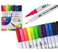 Set de 12 marqueurs double face de différentes couleurs dans un organiseur