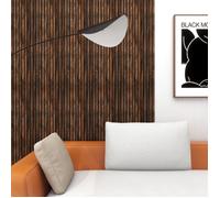 Set de 12 panneaux muraux 3D Boxtel 195 x 32 cm effet noyer