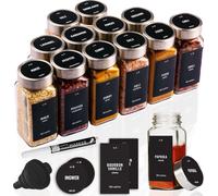 Set de 12 pots à épices Deco Haus avec couvercle en acier inoxydable - set avec étiquettes, entonnoir, brosse de nettoyage, marqueur, 120 ml