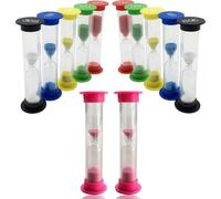 set de 12 sabliers - Sablier brossage de dents 2 x 30sec | 1min | 2min | 3min | 5min | 10min - Minuteur sablier | 6 couleurs mixtes | Chronomètre pour diverses activités sportives | Coquetier | Sablie