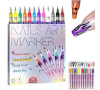 Set de 12 Stylos pour Nail Art, Stylo de Nail Art À Pointe Fine 0,5 Mm 2026 Nouveau Marqueur pour Ongles, Marqueur de Nail Art Gel À Séchage Rapide, Stylos Vernis À Ongles pour Graffiti, Pointil 1pcs