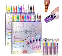 Set de 12 Stylos pour Nail Art, Stylo de Nail Art À Pointe Fine 0,5 Mm 2026 Nouveau Marqueur pour Ongles, Marqueur de Nail Art Gel À Séchage Rapide, Stylos Vernis À Ongles pour Graffiti, Pointil 2pcs
